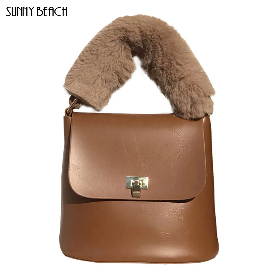 

SUNNY BEACH brand 2019 new Retro high quality portable bucket bag wool Mini Bag female bag Shoulder Bag
