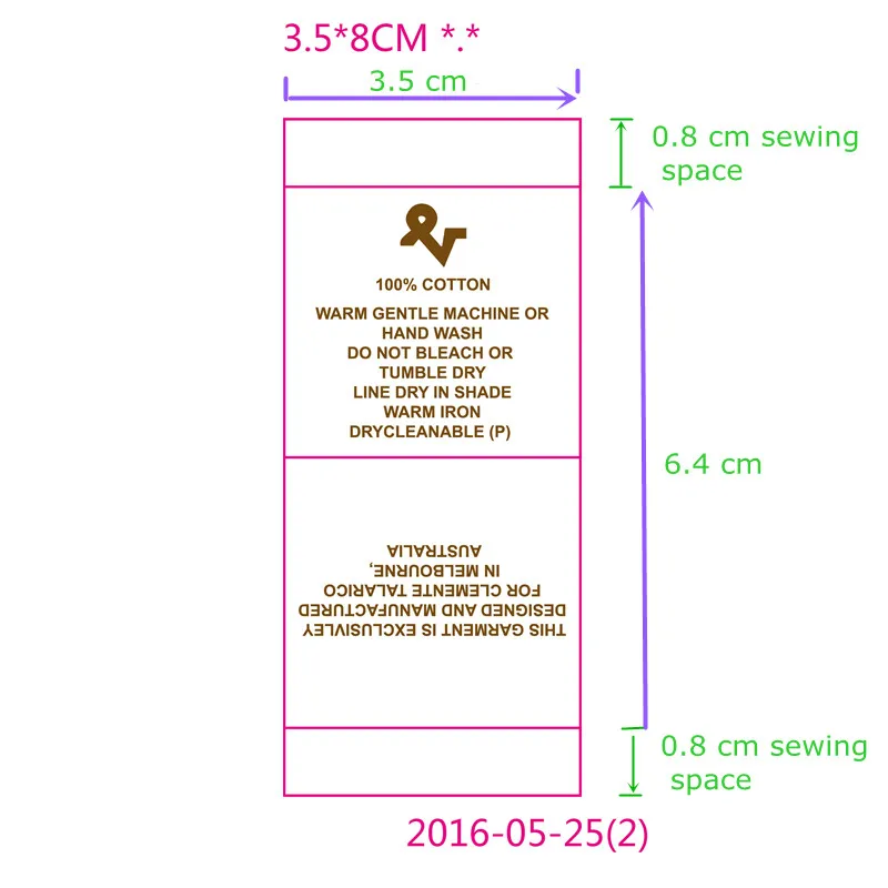Custom Clothes Instructions White Satin Washing Labels Print Garment Deep Golden Fonts Care Wash Care Label Template
