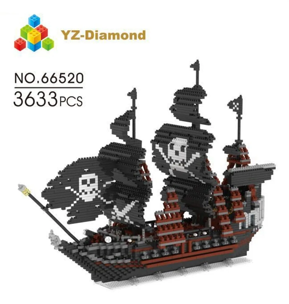 

YZ Diamond Blocks 3D Pirate Ship Model DIY Building Bricks Plastic Corsair Boat Auction Figure Juguetes Toys Boy Gift 66520