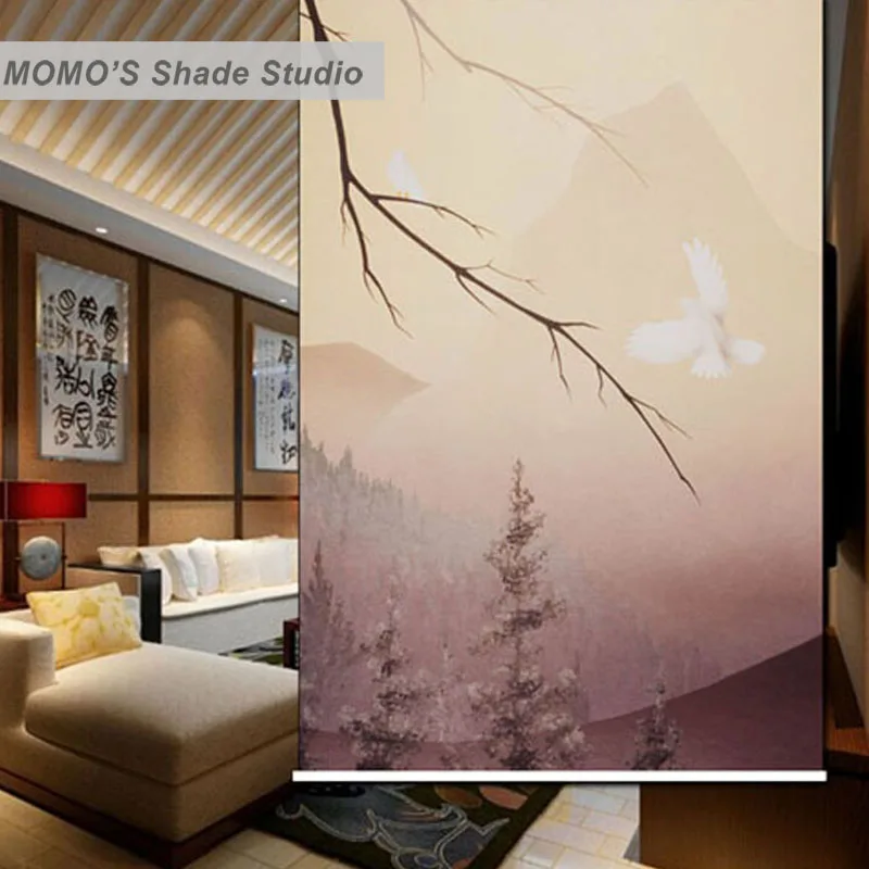 

MOMO Roller Blinds Blackout Design Window Blinds Painting Curtains Floral Roller Shades Thermal Fabric Custom Size Alice 511-513