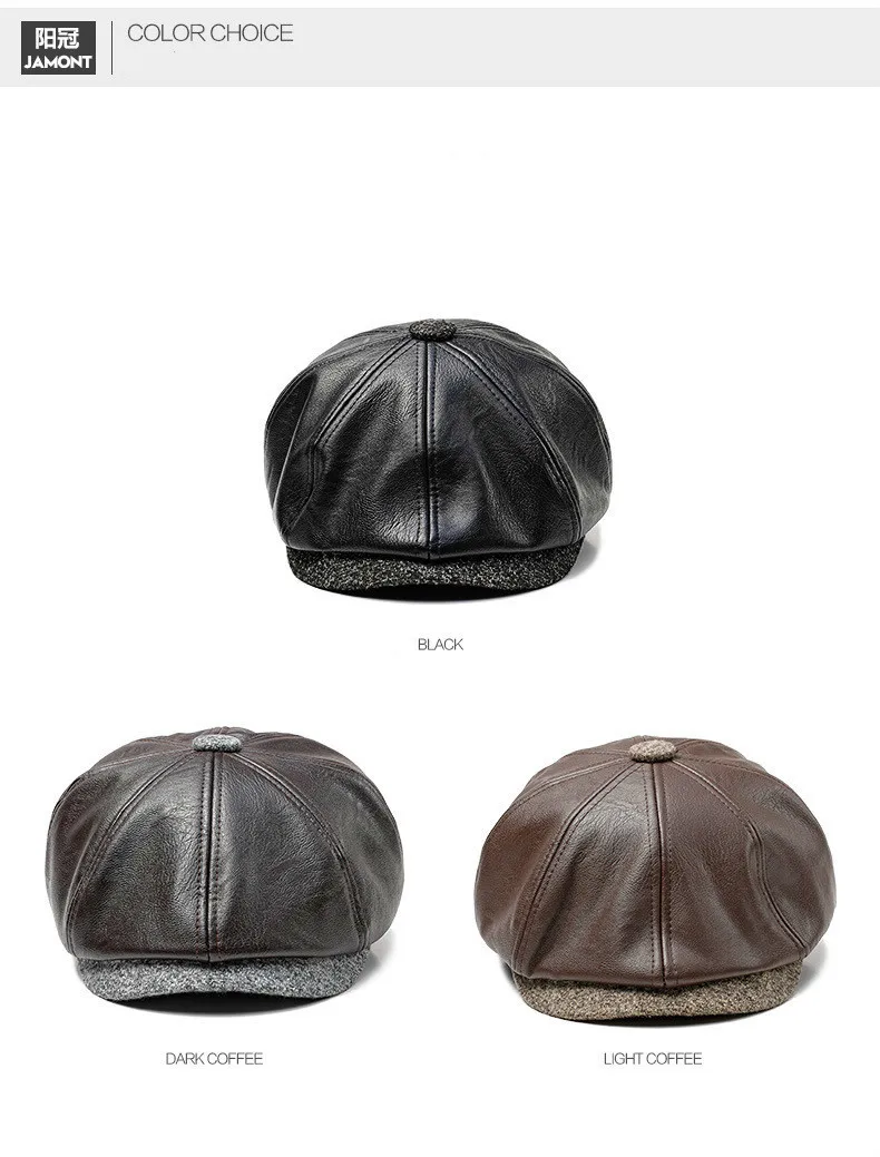 [Jamont] новая осенне-зимняя шапка из искусственной кожи, кепка Newsboy, Мужская Берет, модные Восьмиугольные шляпы, уличная Мужская кепка s Gorras Casquette, мужская Кепка