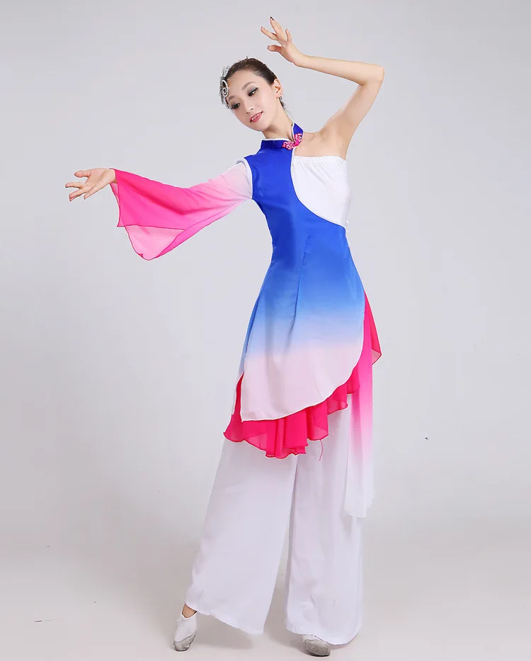 Китайский классический танцевальные костюмы Yangko танец синий костюмы женский национальный танец поэтический этап одежда для представлений