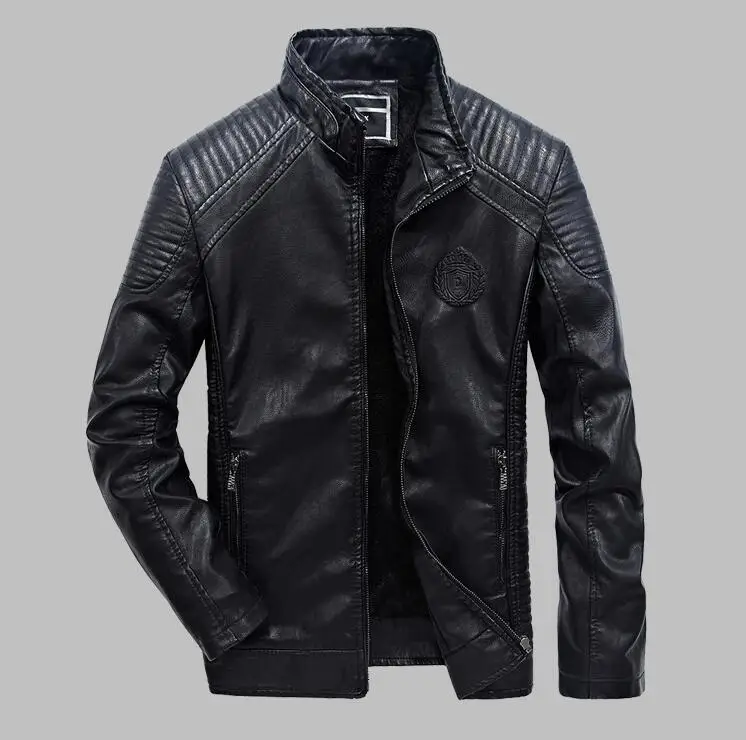 Новая весенняя винтажная кожаная мужская куртка из натуральной воловьей кожи, мужская кожаная куртка размера плюс 5XL 6XL - Цвет: Black