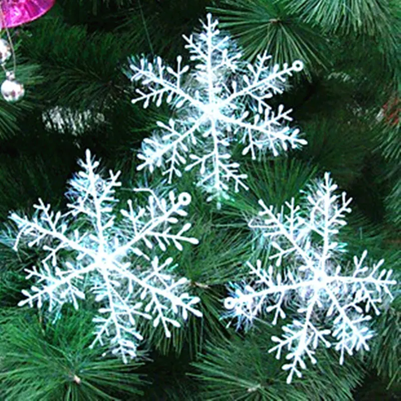 Рождественские украшения белые пластиковые рождественские снежинки для рождественской елки орнамент рождественские аксессуары для украшения для дома