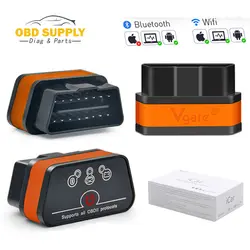 Считыватель кода Vgate iCar2 ELM327 OBD2 Bluetooth сканер Икар 1,5 wifi mini elm 327 OBDII диагностический инструмент адаптер для android/PC/IOS