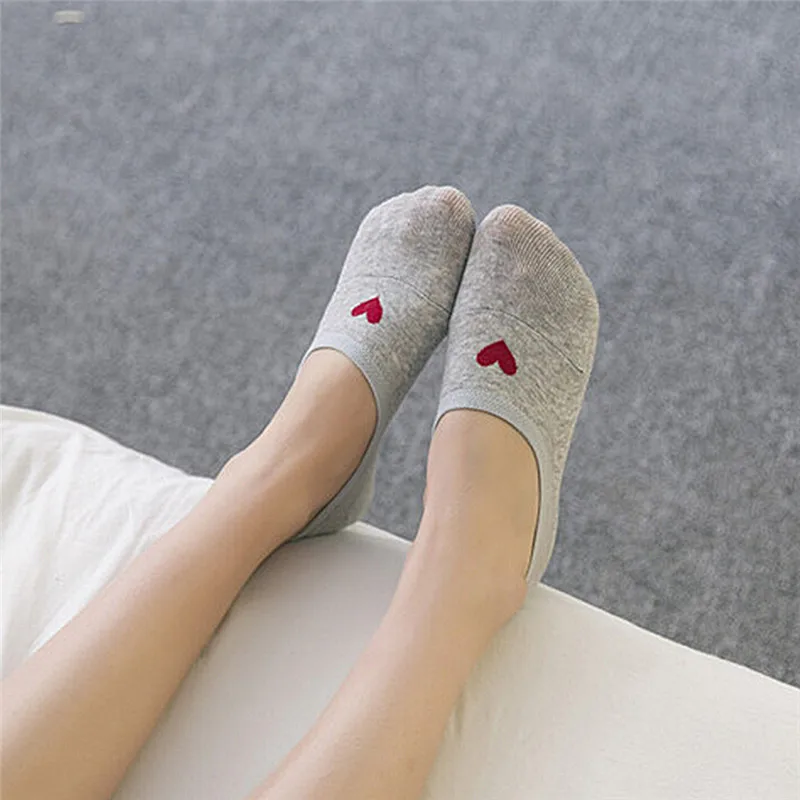 Women Socks Non slip Silicone Women Invisible Socks Cotton Shallow ...