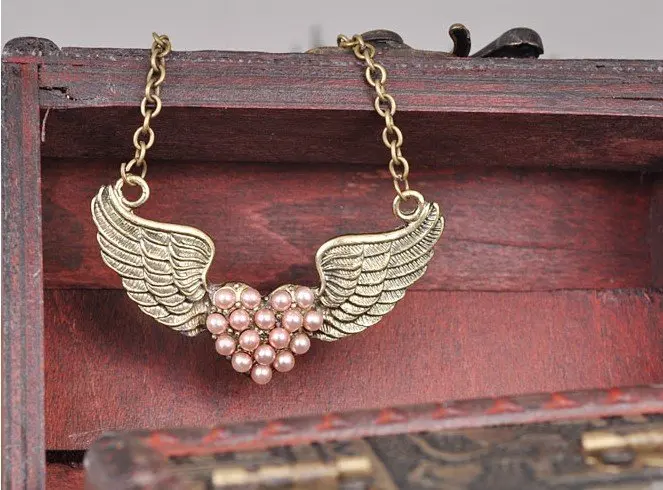 Новое поступление хит продаж ожерелье в форме крыльев сердца N22|necklace packaging|necklace