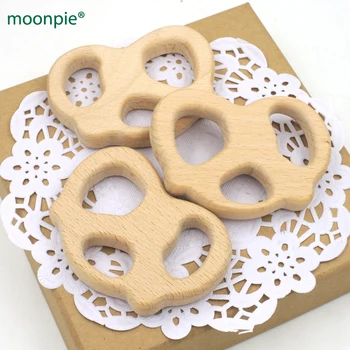 

20pcs organic baby teether smooth cookies pretzels shaped beech teether baby shower gift nursing toy baby wooden teether EA233a