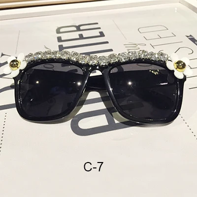 Ralferty ручной работы хрустальные солнцезащитные очки для женщин роскошный цветок Защита от солнца очки бренд со стразами оттенков фестиваль Óculos Gunes - Цвет линз: C-7
