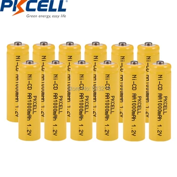 

12pc AA 2A 1000mAh 1.2V Ni-Cd Ni-Cad Solar Light Rechargeable Battery Button Top