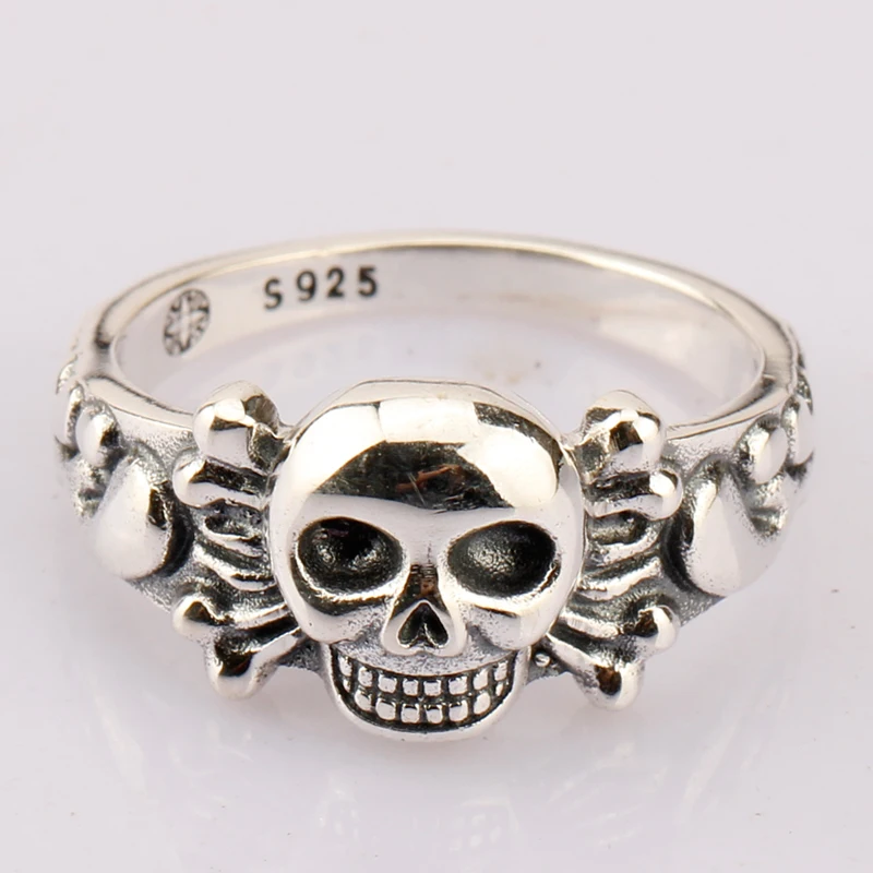 Anillo de Plata de Ley 925 con forma de calavera para hombre, joya de