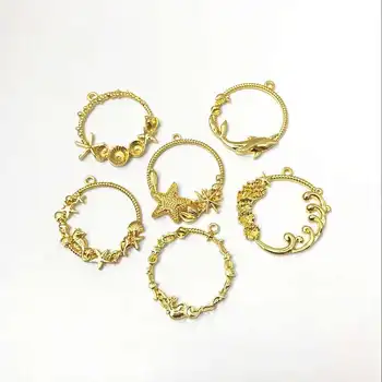

5pcs/lot Sea Star Dolphin Frame Metal Frame Pendant Charm Bezel Setting Cabochon Setting UV Resin Jewelry Making