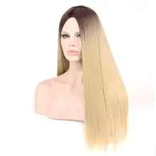 AOSI длинные 2" Синтетические прямые Омбре блонд средняя часть парики натуральные волосы Косплей на каждый день для белых черных женщин парик