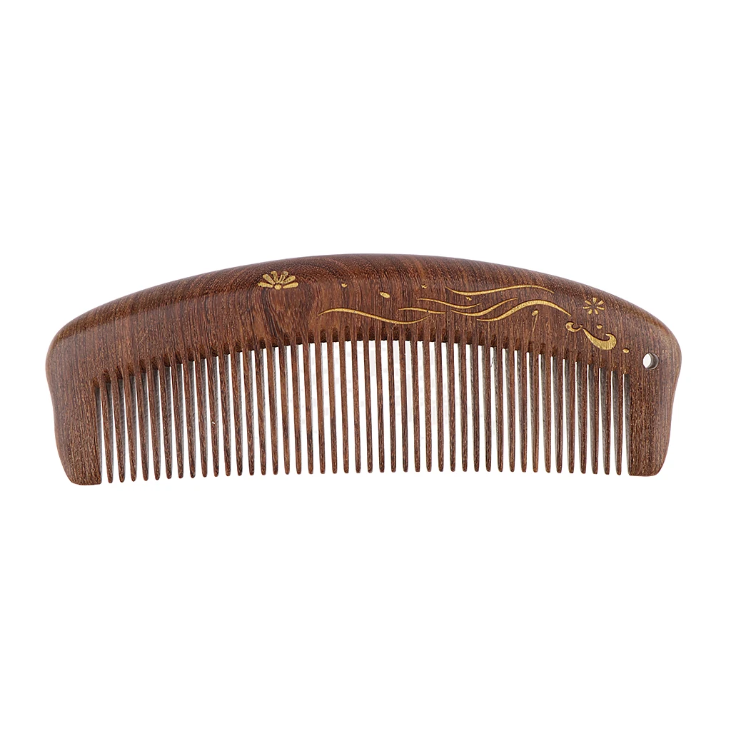MagiDeal Handmade Polish Natural Sandalwood Comb Scalp Massage Detangling Hair Brush Beard Mustache Grooming Brush Comb