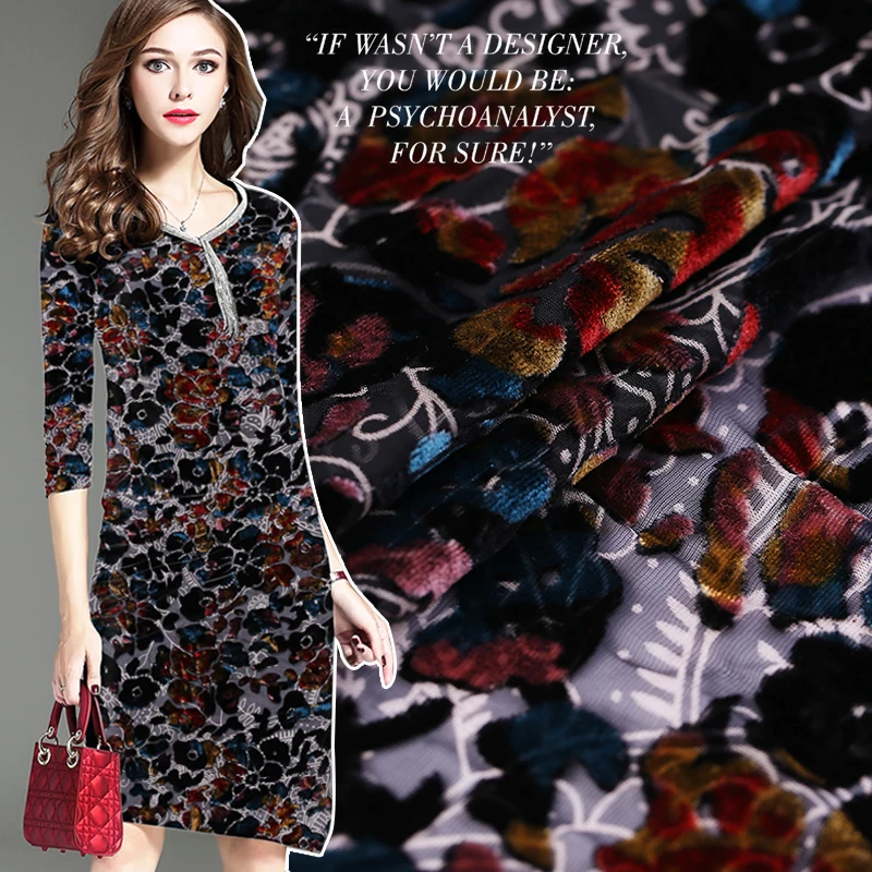 

Hollow burnout velvet fabric custom mulberry silk velvet fabric cheongsam dress fabric silk velvet wholesale silk cloth 114 cm