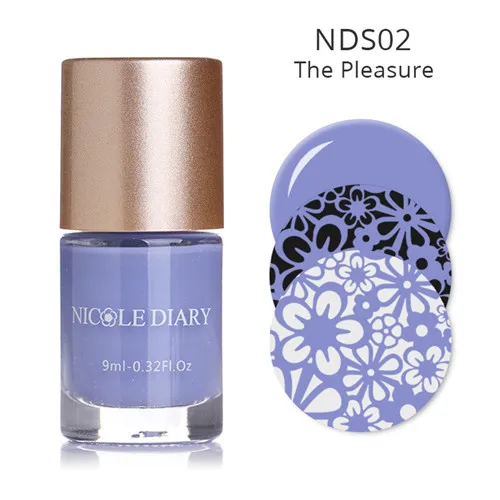 NICOLE дневник стемпинг ногтей покрытие 9 мл оболочка мерцающий лак Блестящий Блеск маникюр лак для ногтей Vernis праймер - Цвет: NDS02