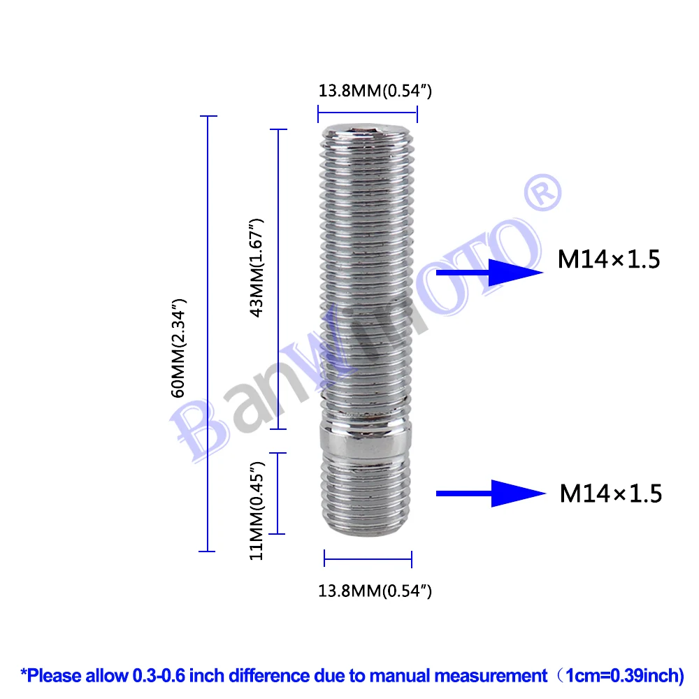 20 шт./компл. расширенные колесные шпильки преобразования высокий колесные гайки винт-адаптер с наружной резьбой Комплект Высокое качество(M12x1.25, M12x1.5, M14x1.25, M14x1.5 - Название цвета: 60mm M14X1.5-M14X1.5