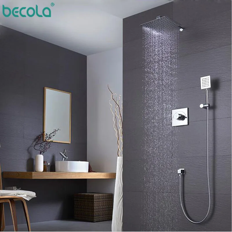 BECOLA Shower Faucets Chrome Silver Wall Mount Bathroom