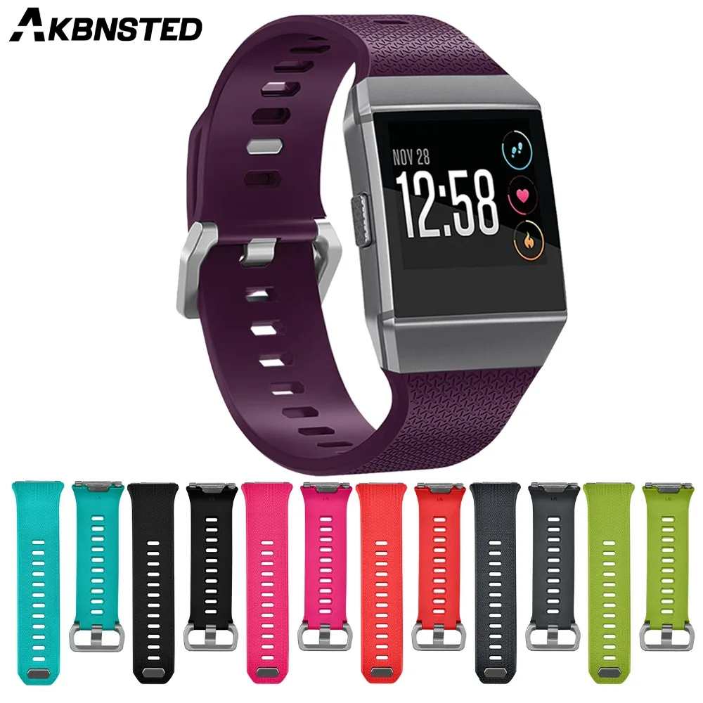 

AKBNSTED Soft Silicone Bracelet Strap Replacement Watchband For Fitbit Ionic Small Large Size Smart Wristband Accessories