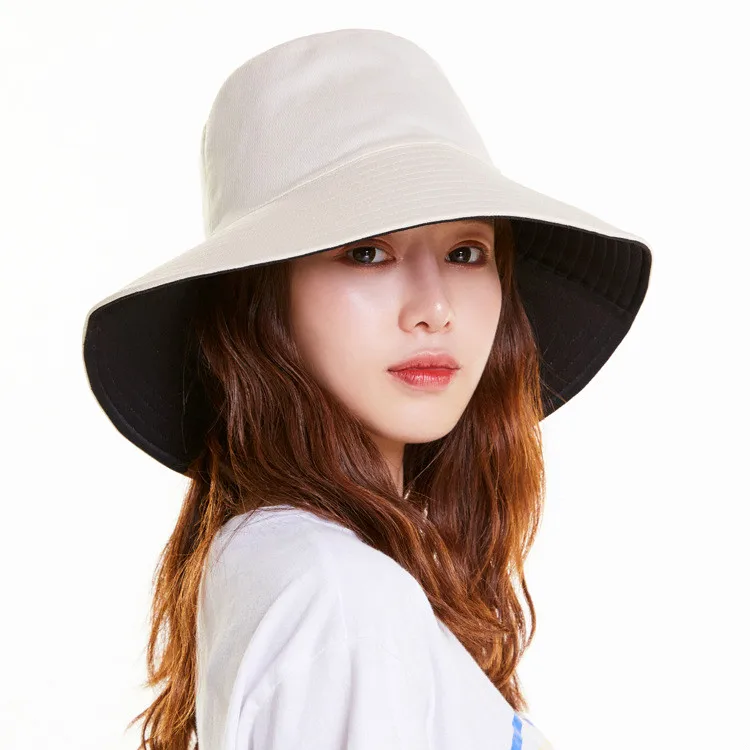 COKK новые летние шапки для женщин, одноцветная Панама с широкими полями, Женская Складная Солнцезащитная пляжная кепка, Корейская Рыболовная