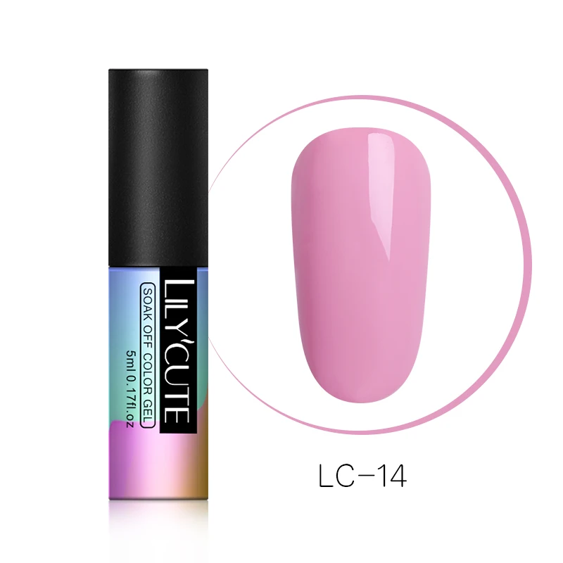 LILYCUTE зеленый УФ-гель для ногтей Vernis полуперманентный дизайн ногтей украшение чистый Гель-лак для маникюра дизайн ногтей 5 мл - Цвет: LC-14