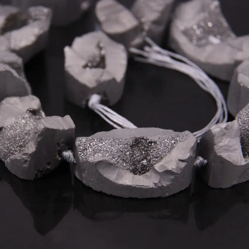 Approx10pcs/серебряные нити Титан сырья Агаты друзовый Кварц Geode плиты самородки соединитель для бисера Подвески для изготовления ювелирных изделий
