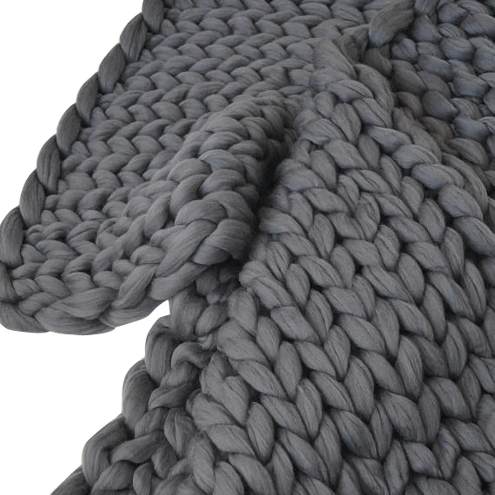 Chunky Knit Blanket 120*150cm Hand Woven Coarse Line Blankets Fashion