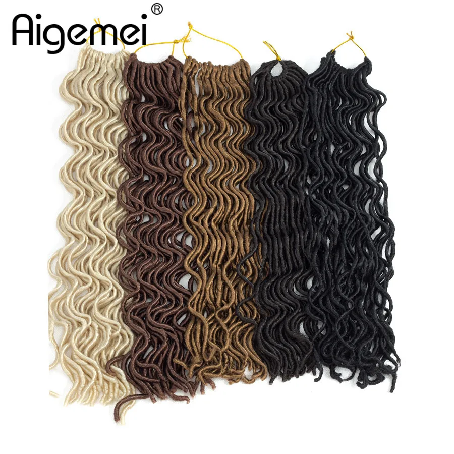 купить✲ Aigemei 18 дюймов 100 г 24 корня Faux Locs вьющиеся волосы крючком синтетическая коса наращивание