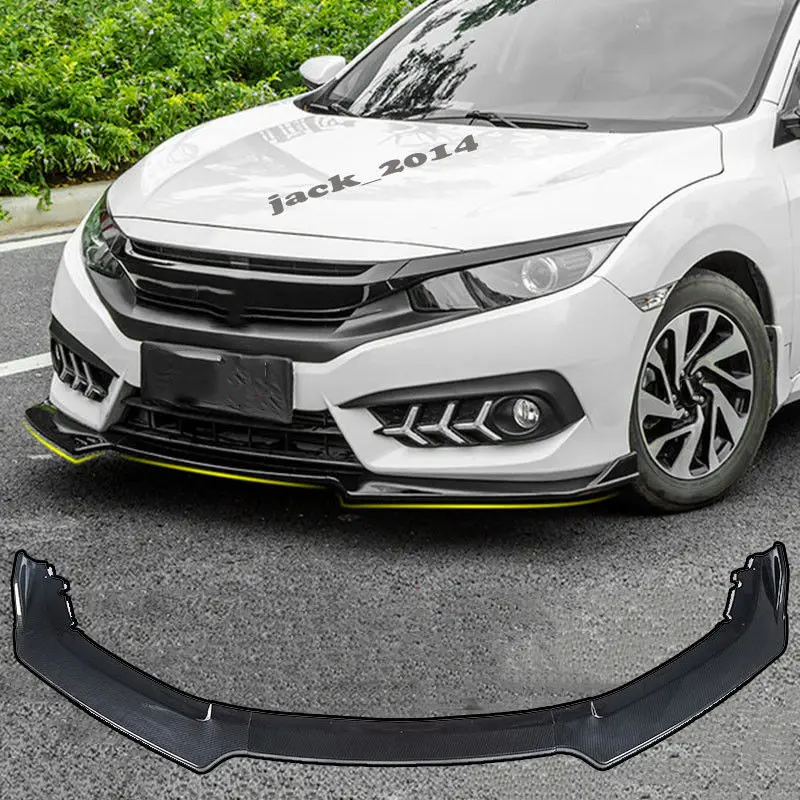 Carbon Fiber Front Bumper Lip Body Spoiler Fit For Honda Civic 10th