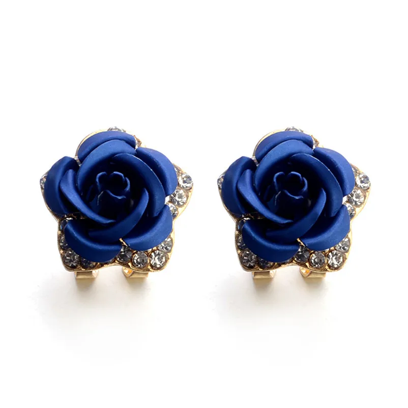 2018 Fashion earrings for women Rose Flower Rhinestone Earrings For Women Summer Style Jewelry Brincos Bijoux Femme J06#N (7)