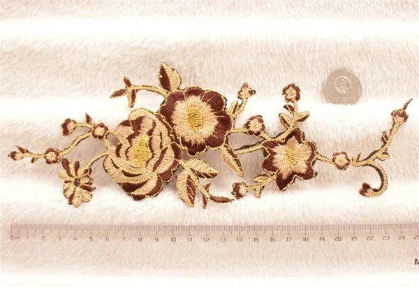 Beautiful Peony Flowers Iron On Cloth Patches 9 Colors - Brown