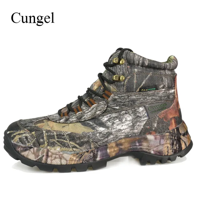 Cungel Winter/Autumn Outdoor Hiking Shoes Sneakers Men waterproof Nylon Military Boots Male Trekking Climbing Camouflage Shoes Black