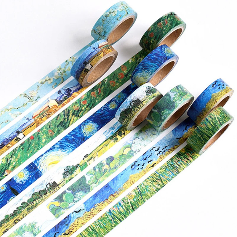 

8Pcs 15mm Van Gogh Washi Tapes Painting Paper DIY Diary Decorative Adhesive Masking Tape Scrapbooking Stickers Creative Supplies