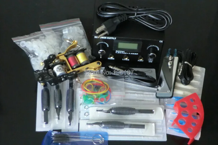

Complete Tattoo Kit Professional 2Pcs Handmade Tattoo Machine Supplies for Beginners With Power tip tube and needle Tatoo Kit