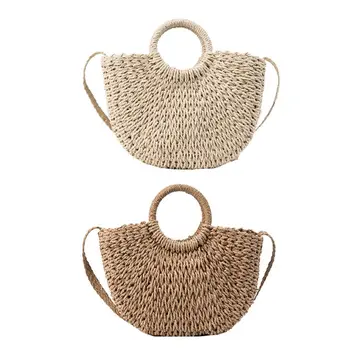 

Straw Crossbody Bag Women Weave Shoulder Bag Round Summer Beach Sea Tote Handbags