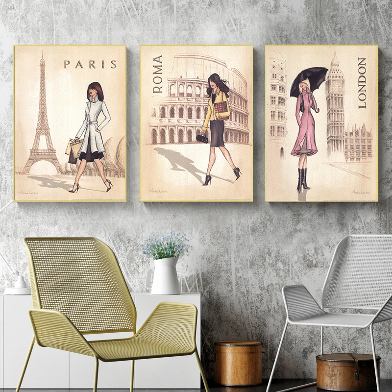 Плакат Классическая знаменитые здания Wall Art Спальня кафе украшения гостиной