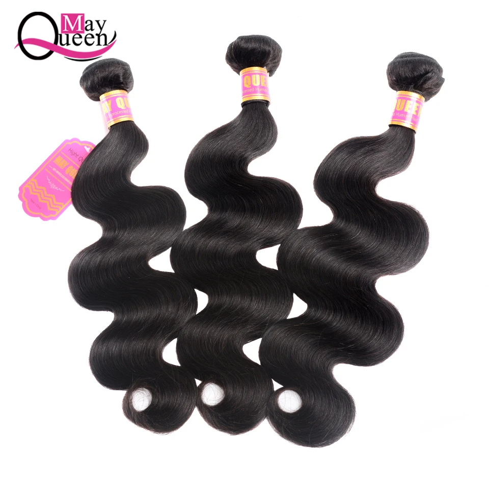 Brazilian Body Wave Hair Weave Bundles Natural Color 100% Human Hair weaving 1/3 Piece 8-26inch NonRemy Hair Extension May Queen Brazilian Body Wave Hair Weave Bundles Natural Color 100% Human Hair weaving 1/3 Piece 8-26inch NonRemy Hair Extension May Queen