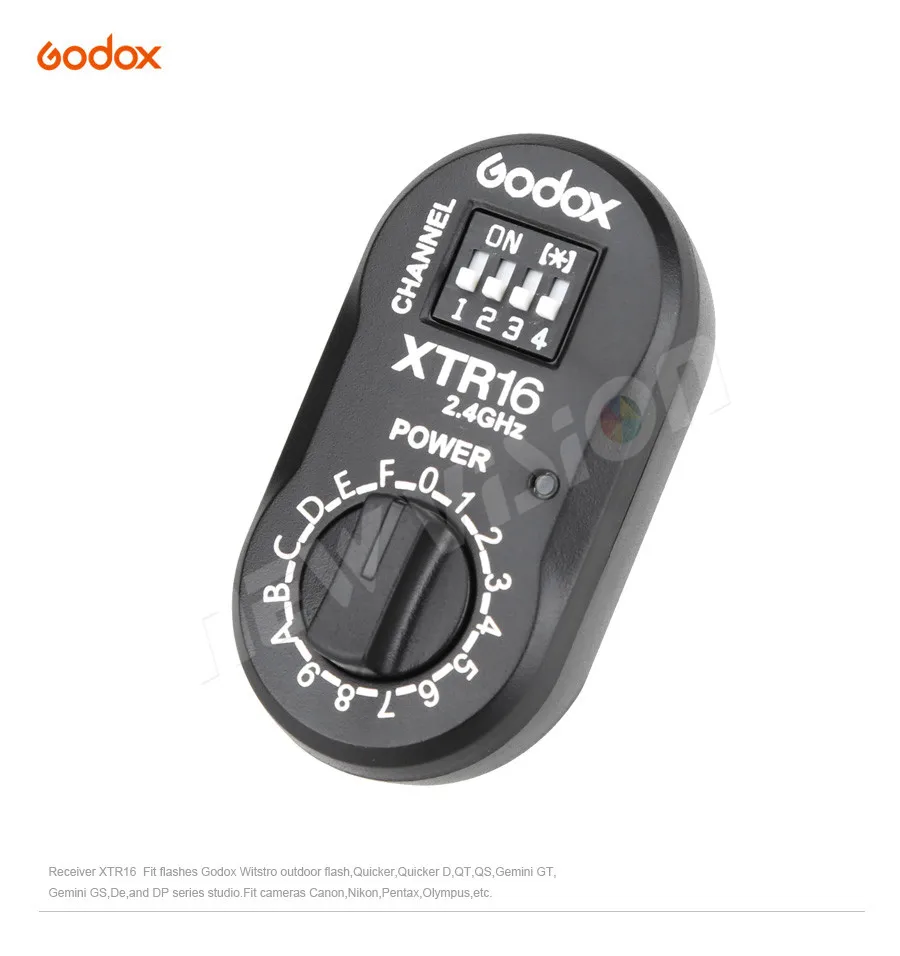 Godox XTR-16 2,4G Беспроводной приемник для X1C X1N XT-16 триггера передатчика AD360, DE, QT, DP, QS, GS, GT серии