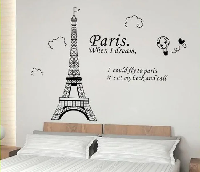 Buy Paris Art Eiffel Tower Wall Stickers Quotes