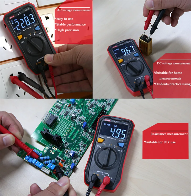 UNI-T UT123 Карманный бытовой мультиметр; карманный цифровой мультиметр/NCV/температурный тест