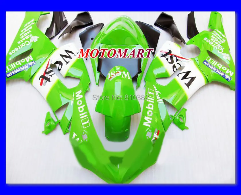 Motorcycle Fairing kit for KAWASAKI Ninja ZX6R 05 06 ZX6R 636 2005 2006 WEST green white ABS Plastic Fairings set +7 gifts SX44