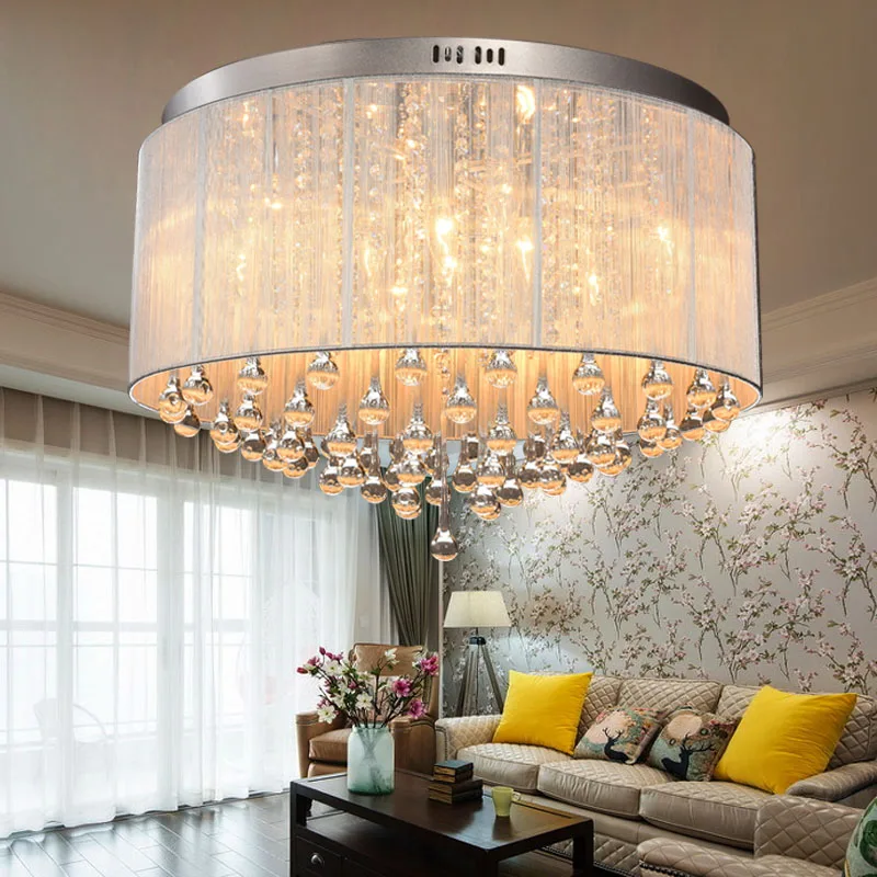 

European Circular Crystal warm romantic bedroom lamp drawing Ceiling Lights cloth art suction roof aisle restaurant SJ62 lo1021