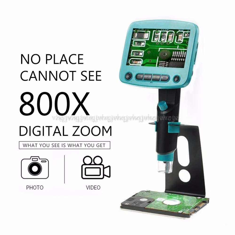 

800X USB Digital Microscope Camera 4.3" LCD Soldering Microscopes 8LED Magnifier