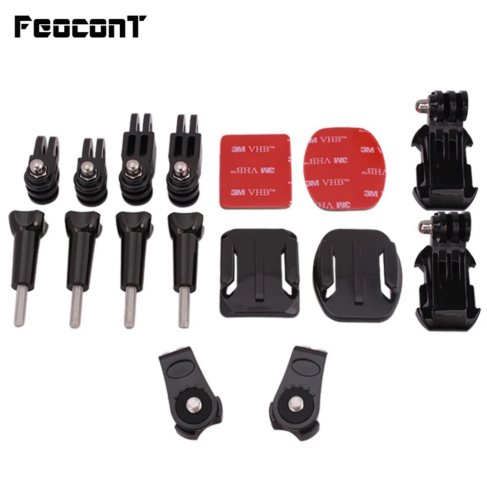 

Side Helmet Mount Adhesive Mounts Flat Curved With 3M Sticker 3 Way Pivot Arm Kit For Gopro Hero 5 Adapter For Gopro 6 Case