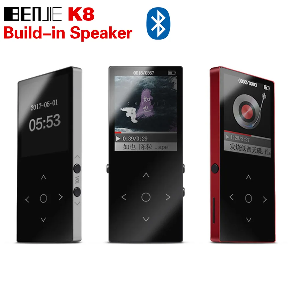 BENJIE K8 Bluetooth MP3 плеер 8 Гб Спортивный Mp3 музыкальный плеер рекордер FM радио Поддержка TF карта со встроенным динамиком