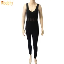 Модная Новая женская сексуальная сетка прозрачный без рукавов с открытой спиной длинный черный комбинезон с повязкой дропшиппинг HL723