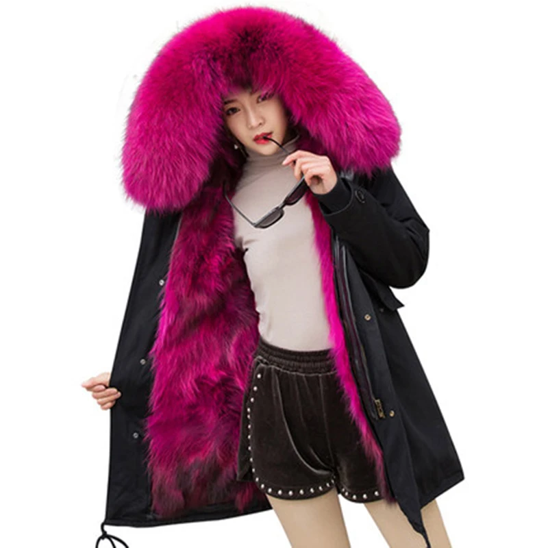 

thick colorful parka women 2018 parkas mujer plus size large real raccoon fur collar inner warm loose female jacket women