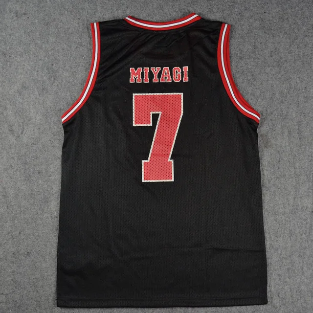 Костюм для косплея SLAM DUNK Shohoku школьный баскетбол команда 1-15 Sakuragi Hanamichi черная футболка Джерси Спортивная униформа - Цвет: No. 7 Miyagi