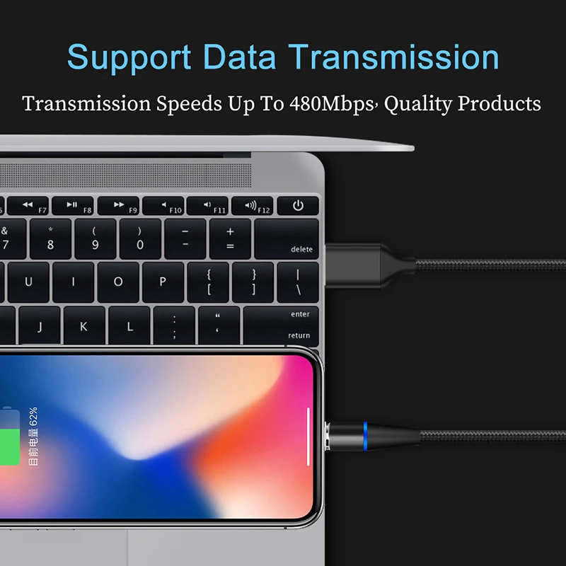 Магнитный USB кабель 3A Быстрая зарядка для iPhone XR X 7 магнитное зарядное устройство Micro USB кабель для передачи данных для huawei samsung S8 USBC type C провод
