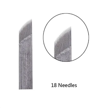 

10pcs Sloped 18 Pins Manual Fog Eyebrow Tattoo Needles Microblading Needles Semi-permanent Makeup Needles Brow Tattoo Blades